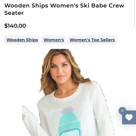 Wooden Ships Cream Sweater with Blue Graphic - Picture 4 of 4